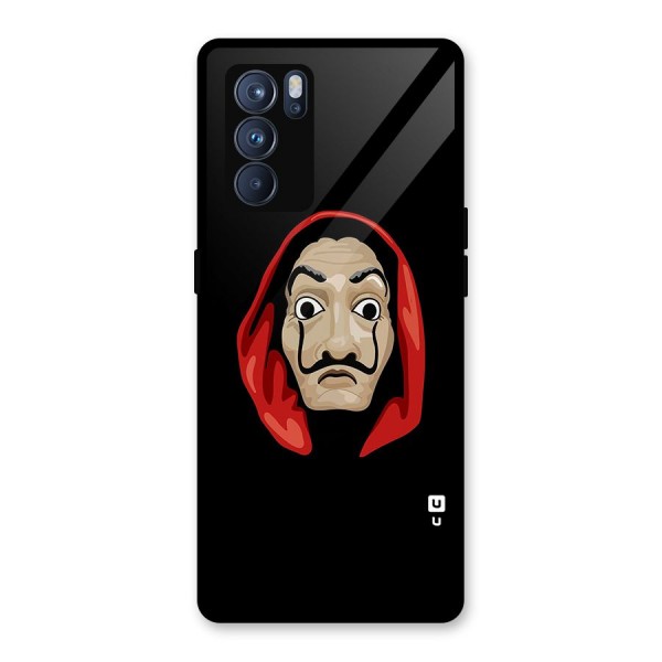 Money Heist Mask Glass Back Case for Oppo Reno6 Pro 5G