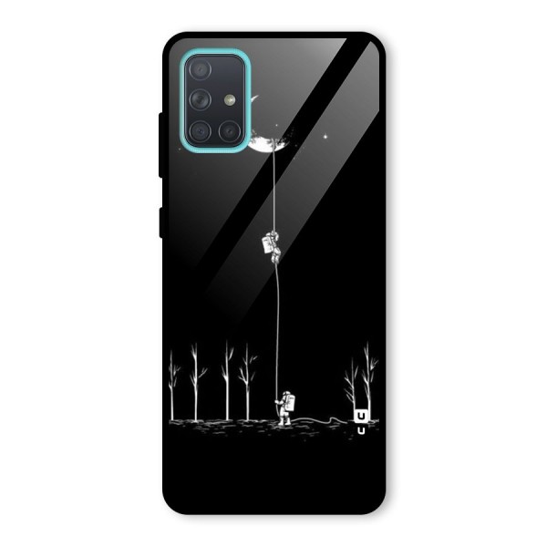 Moon Man Glass Back Case for Galaxy A71