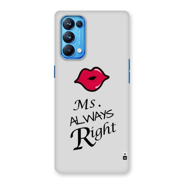 Ms. Always Right. Back Case for Oppo Reno5 Pro 5G