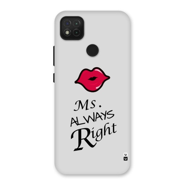 Ms. Always Right. Back Case for Redmi 9