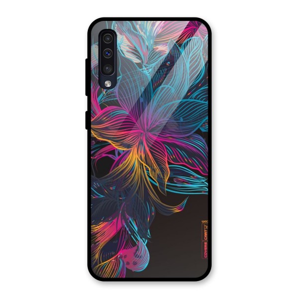 Multi-Colour Flowers Glass Back Case for Galaxy A50