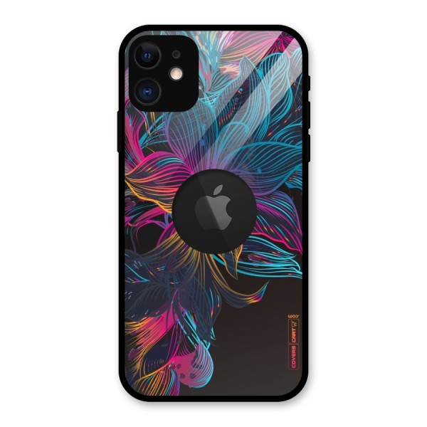 Multi-Colour Flowers Glass Back Case for iPhone 11 Logo Cut
