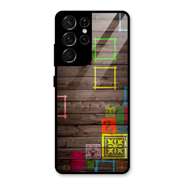 Multicolor Frame Design Glass Back Case for Galaxy S21 Ultra 5G