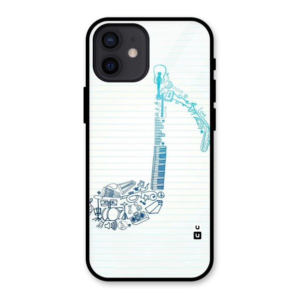 Music Note Design Glass Back Case for iPhone 12