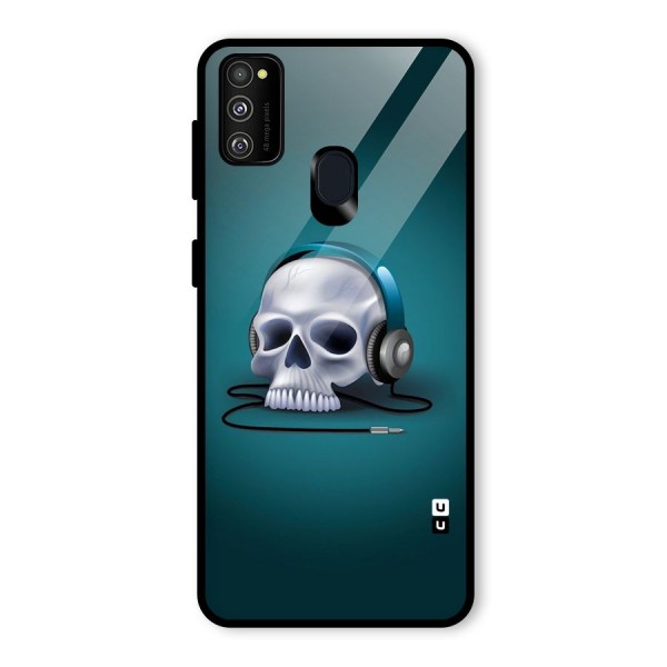 Music Skull Glass Back Case for Galaxy M21