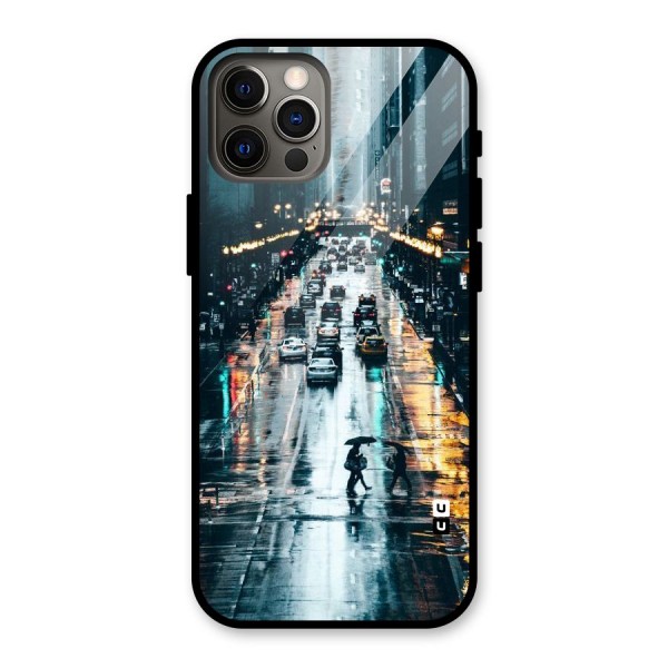NY Streets Rainy Glass Back Case for iPhone 12 Pro