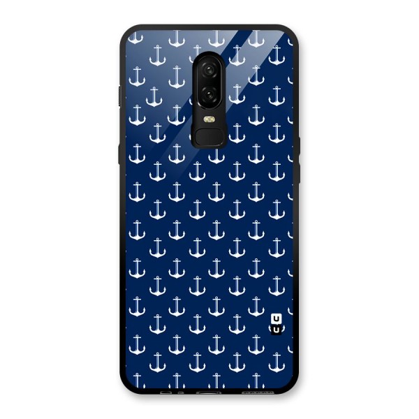 Nautical Pattern Glass Back Case for OnePlus 6
