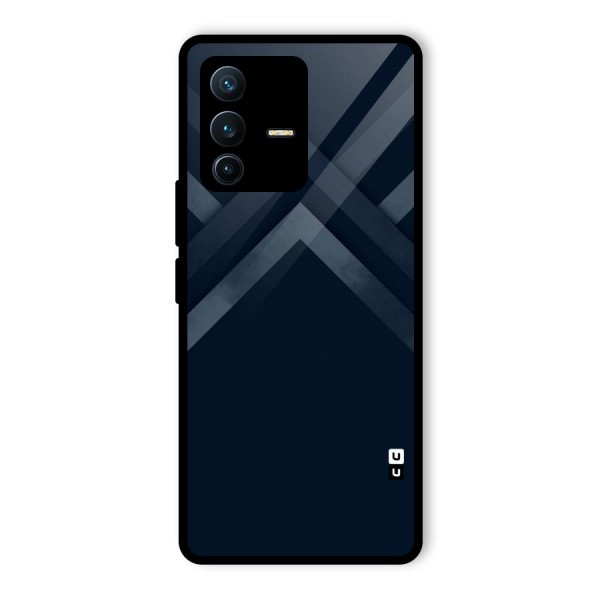 Navy Blue Arrow Glass Back Case for Vivo V23 Pro