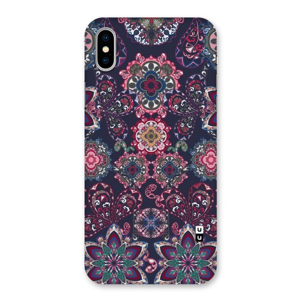 Navy Blue Bloom Pattern Back Case for iPhone XS