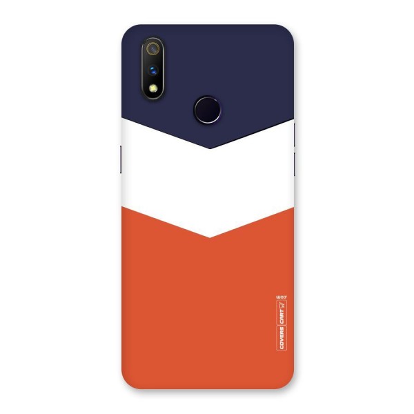 Navy Blue White Orange Arrow Back Case for Realme 3 Pro