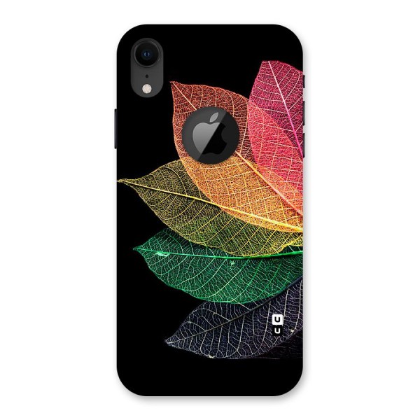 Net Leaf Color Design Back Case for iPhone XR Logo Cut
