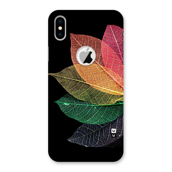 Net Leaf Color Design Back Case for iPhone XS Logo Cut