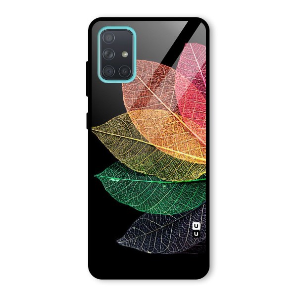 Net Leaf Color Design Glass Back Case for Galaxy A71