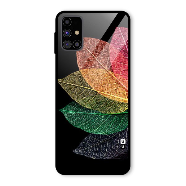 Net Leaf Color Design Glass Back Case for Galaxy M31s