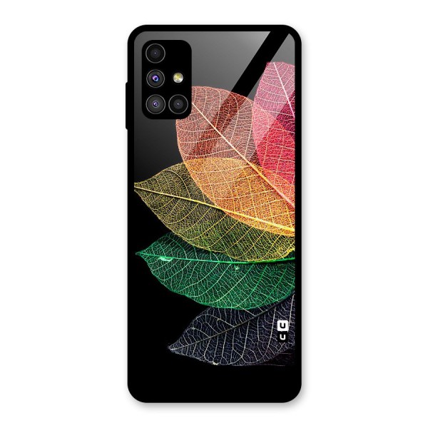 Net Leaf Color Design Glass Back Case for Galaxy M51