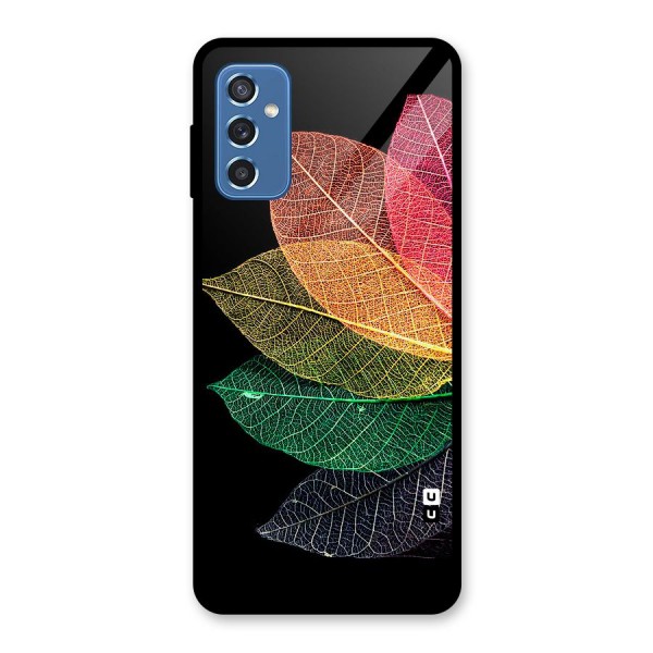 Net Leaf Color Design Glass Back Case for Galaxy M52 5G