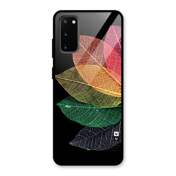 Net Leaf Color Design Glass Back Case for Galaxy S20
