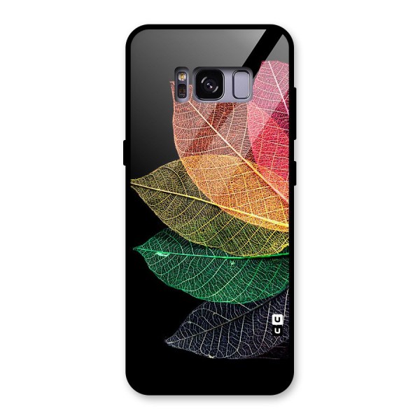 Net Leaf Color Design Glass Back Case for Galaxy S8