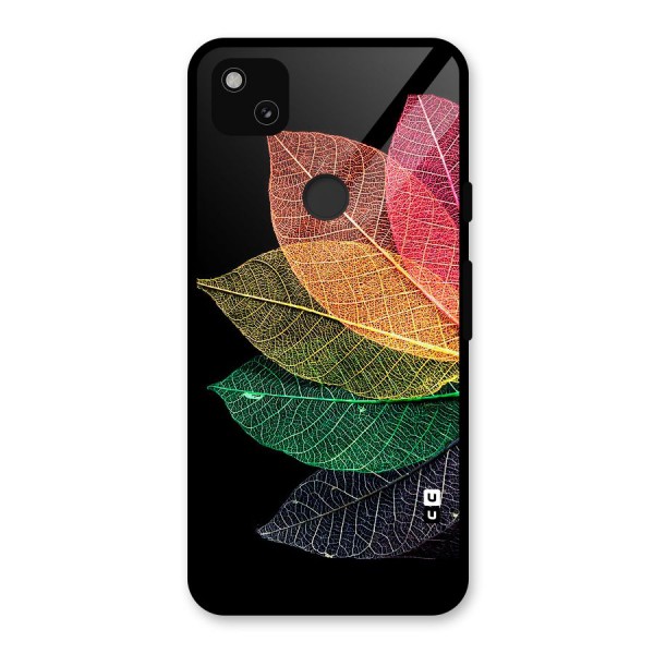 Net Leaf Color Design Glass Back Case for Google Pixel 4a