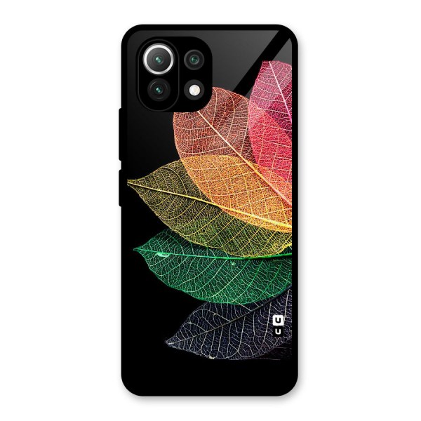 Net Leaf Color Design Glass Back Case for Mi 11 Lite NE 5G