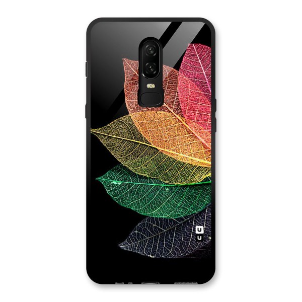Net Leaf Color Design Glass Back Case for OnePlus 6