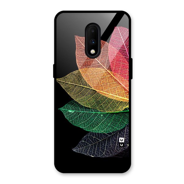Net Leaf Color Design Glass Back Case for OnePlus 7
