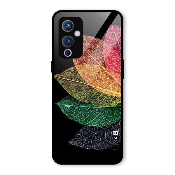 Net Leaf Color Design Glass Back Case for OnePlus 9
