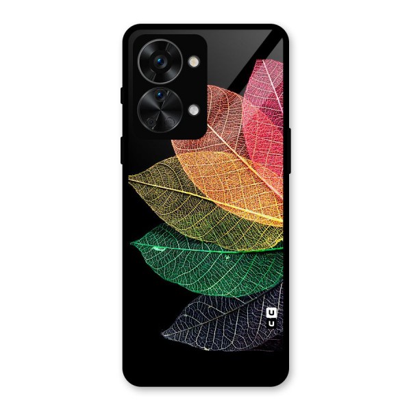 Net Leaf Color Design Glass Back Case for OnePlus Nord 2T