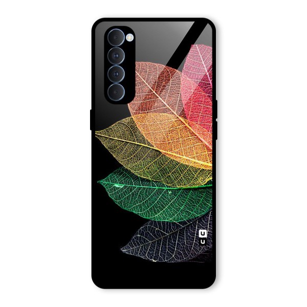 Net Leaf Color Design Glass Back Case for Oppo Reno4 Pro