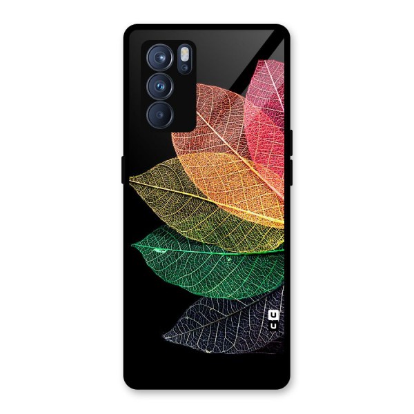 Net Leaf Color Design Glass Back Case for Oppo Reno6 Pro 5G