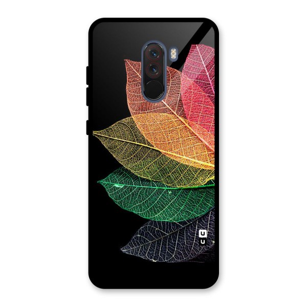 Net Leaf Color Design Glass Back Case for Poco F1