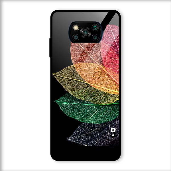 Net Leaf Color Design Glass Back Case for Poco X3