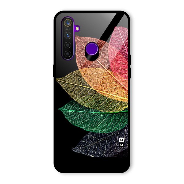 Net Leaf Color Design Glass Back Case for Realme 5 Pro