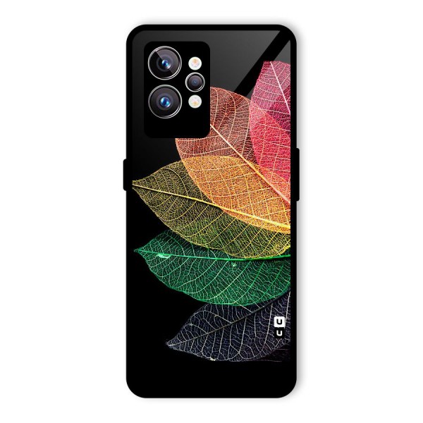 Net Leaf Color Design Glass Back Case for Realme GT2 Pro