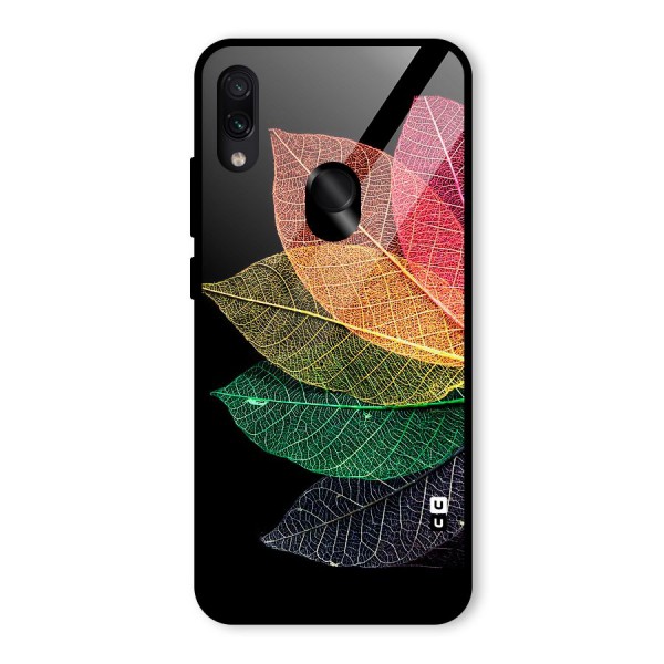 Net Leaf Color Design Glass Back Case for Redmi Note 7