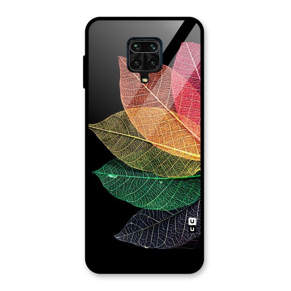 Net Leaf Color Design Glass Back Case for Redmi Note 9 Pro