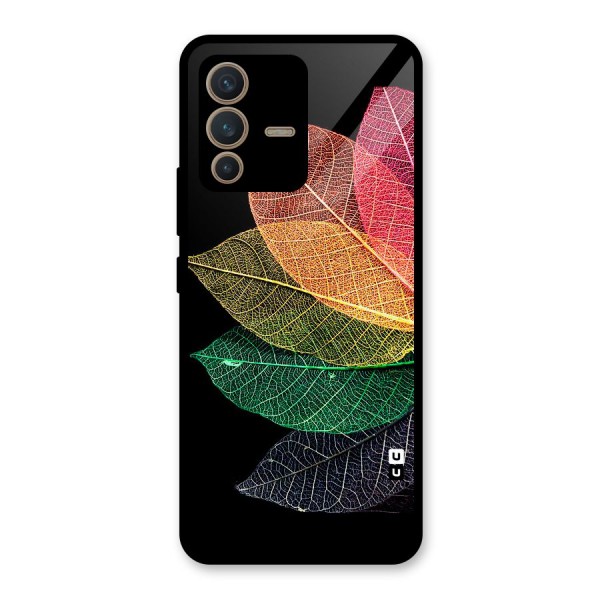 Net Leaf Color Design Glass Back Case for Vivo V23 5G