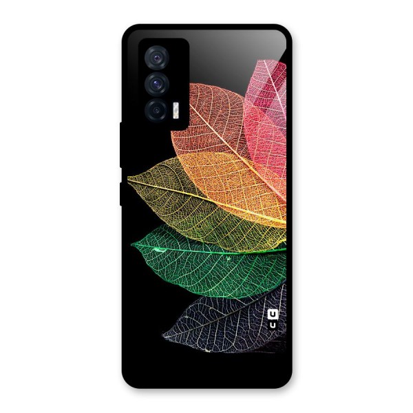 Net Leaf Color Design Glass Back Case for Vivo iQOO 7 5G