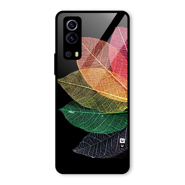 Net Leaf Color Design Glass Back Case for Vivo iQOO Z3