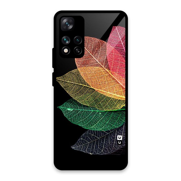 Net Leaf Color Design Glass Back Case for Xiaomi 11i 5G