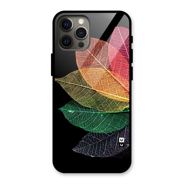 Net Leaf Color Design Glass Back Case for iPhone 12 Pro Max