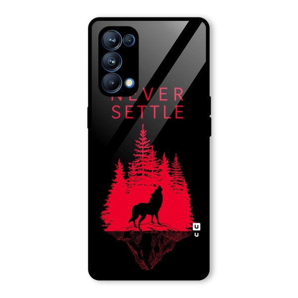 Never Settle Wolf Glass Back Case for Oppo Reno5 Pro 5G