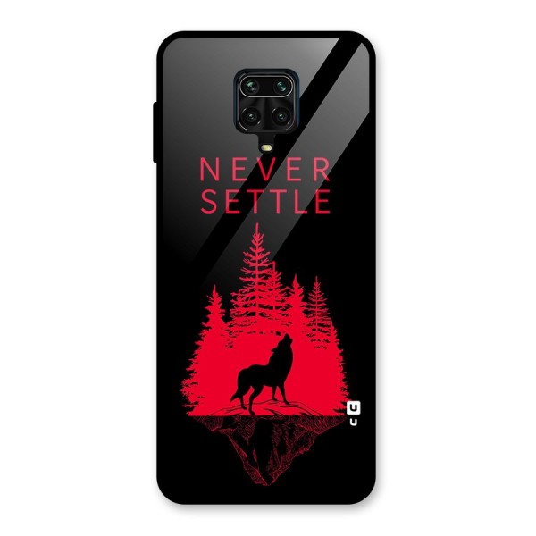 Never Settle Wolf Glass Back Case for Redmi Note 9 Pro Max