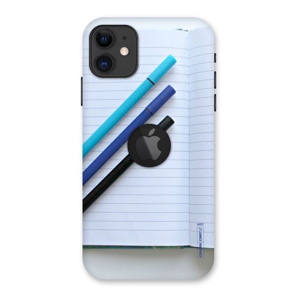 Notebook And Pens Back Case for iPhone 11 Logo Cut