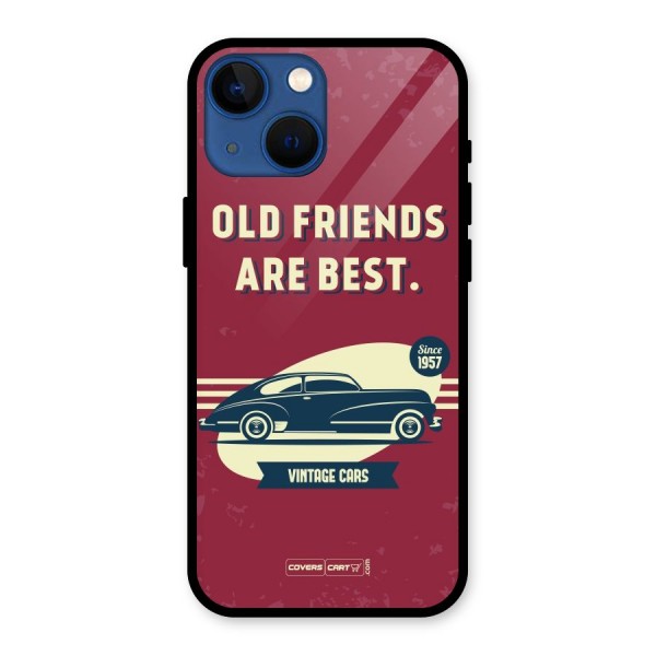Old Friends Vintage Car Glass Back Case for iPhone 13 Mini