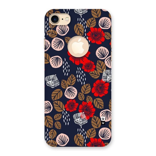 Orange Flora Back Case for iPhone 7 Logo Cut