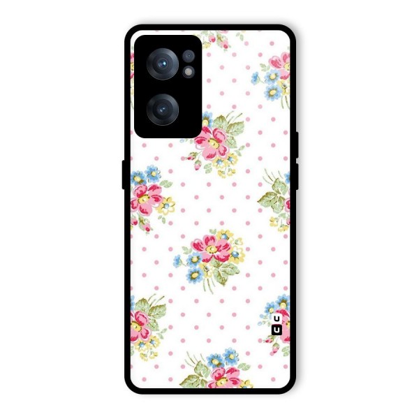 Painted Polka Floral Glass Back Case for OnePlus Nord CE 2 5G