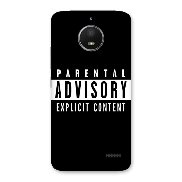 Parental Advisory Label Back Case for Moto E4
