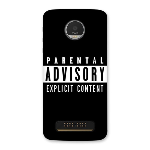 Parental Advisory Label Back Case for Moto Z Play