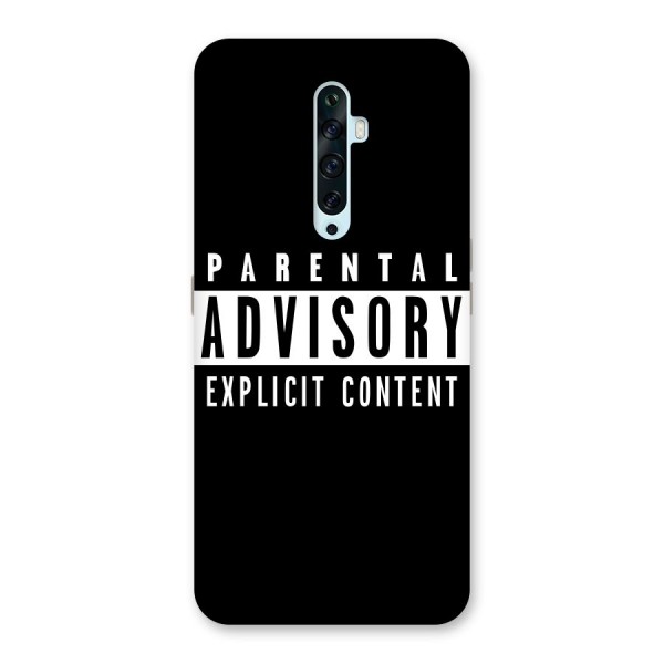 Parental Advisory Label Back Case for Oppo Reno2 Z